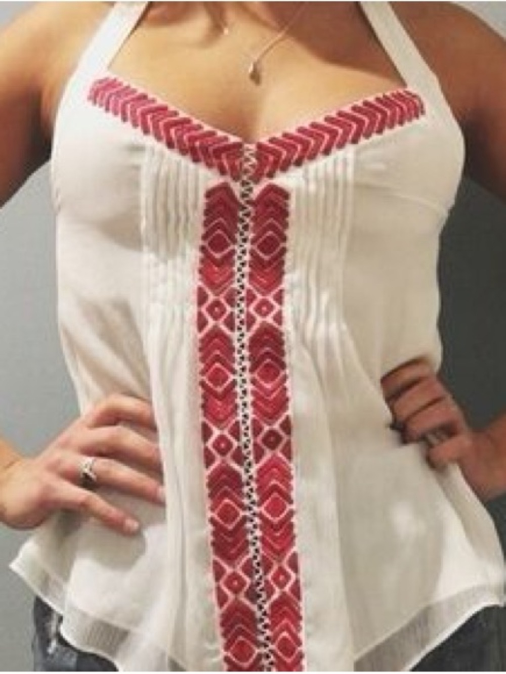 Sam Edelman embroidered t-back tank top